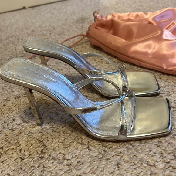 Amina muaddi Adriana heeled sandals size 38 silver - Picture 3 of 7